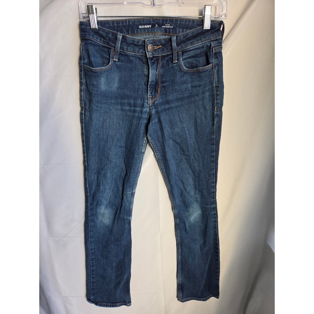 Old Navy Wow Boot-Cut Jeans Womens Short Blue Dark Wash Regular Mid-Rise